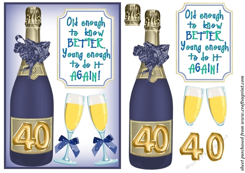 Blue 40 Old enough to know better Birthday card front