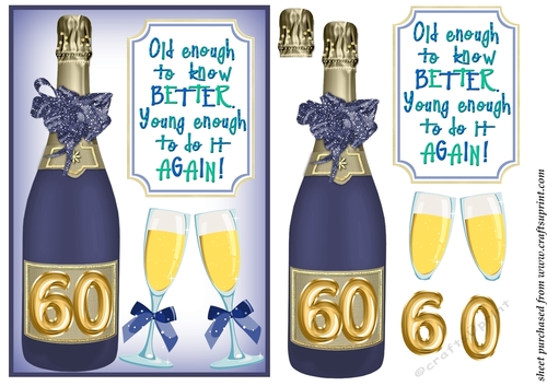 Blue 60 Old enough to know better Birthday card front
