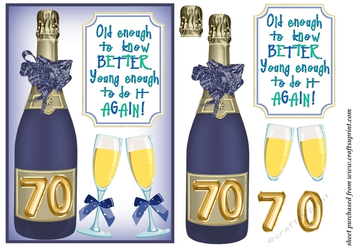 Blue 70 Old enough to know better Birthday card front
