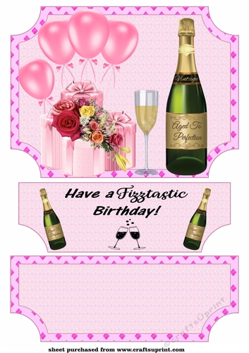 Pink Birthday fizz easel topper and topper(no base)