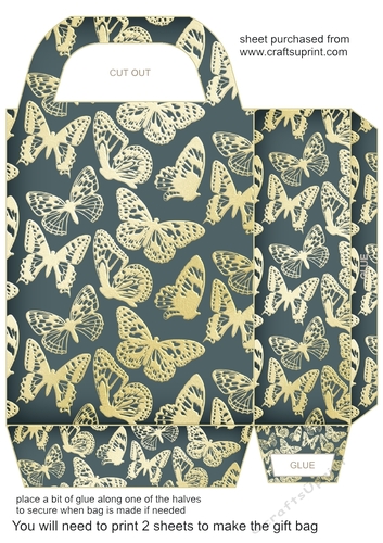 Denim butterfly gift bag