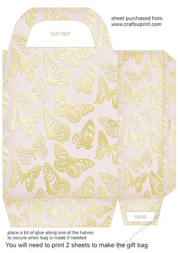 Pale pink butterfly gift bag