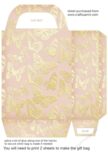 Pink butterfly gift bag