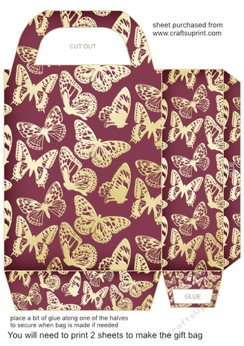 Purple butterfly gift bag