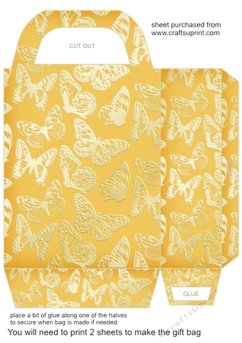 Yellow butterfly gift bag