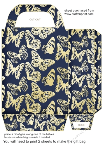 Blue butterfly gift bag