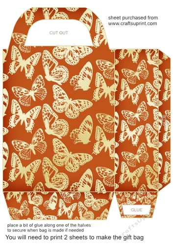 Burnt orange butterfly gift bag