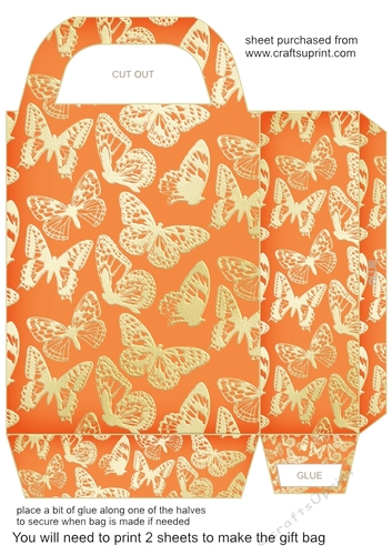 Dark orange butterfly gift bag