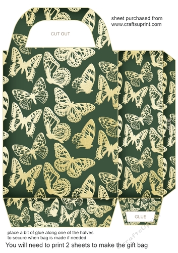 Dark green butterfly gift bag