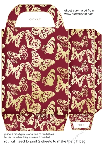 Deep red butterfly gift bag