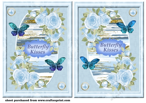2 Blue Butterfly kisses card fronts
