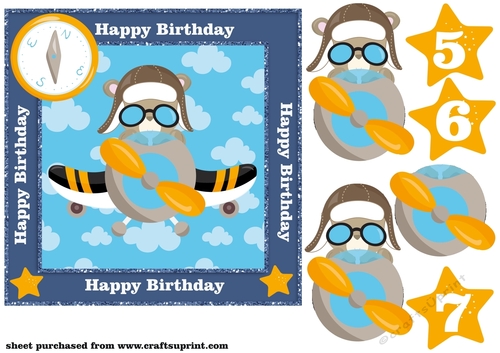 Age 5/6/7 Flying bear card front