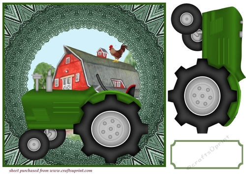 Green tractor card front