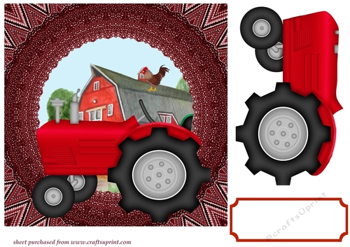 Red tractor card front