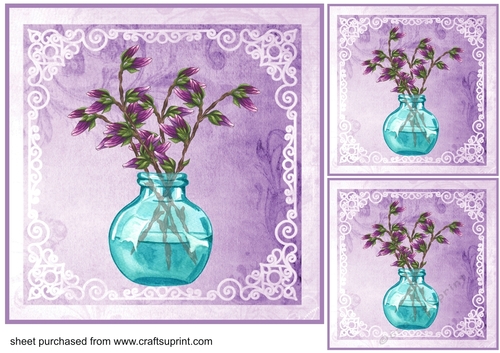 3 Purple floral arrangement card front/toppers 5