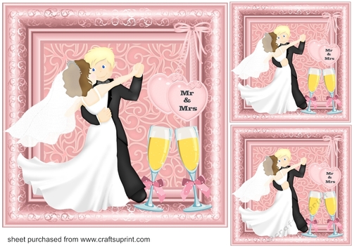 3 Pink Anniversary Waltz/Wedding Waltz card front/toppers 2