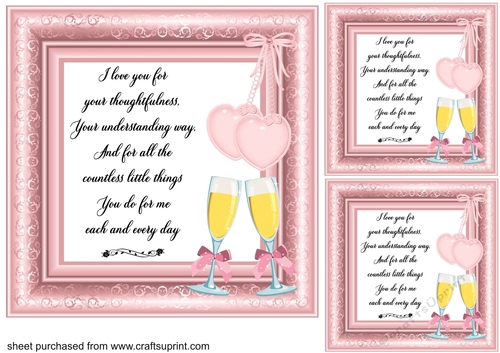 3 Pink Anniversary verse card front/toppers 5