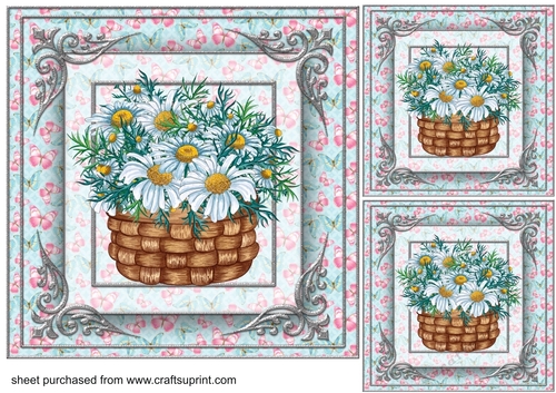 3 Daisy basket card front/toppers 1