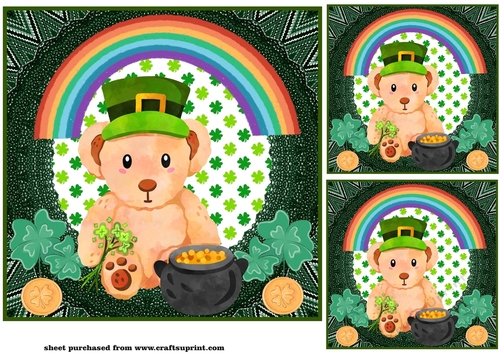 3 St Patricks Day bear card front/toppers