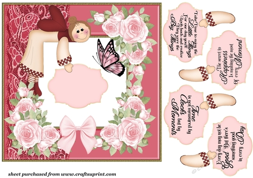 Floral corner message angel card front
