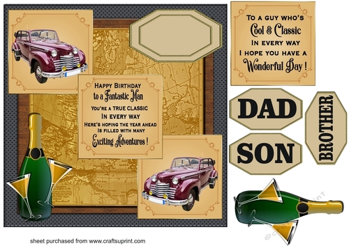 3 Panel classic car card front 1