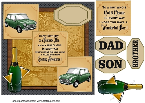 3 Panel classic car card front 2