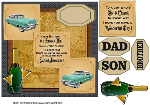 3 Panel classic car card front 4