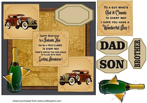 3 Panel classic car card front 8