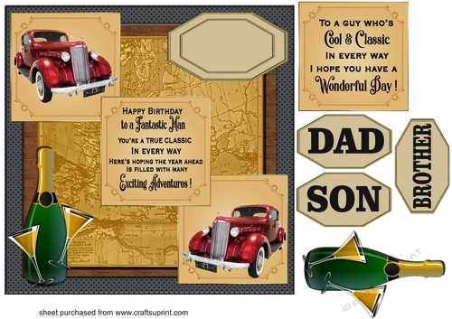 3 Panel classic car card front 9