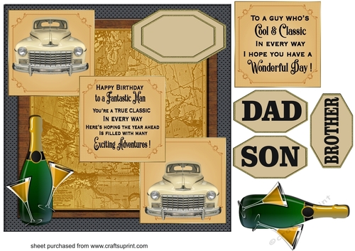 3 Panel classic car card front 10