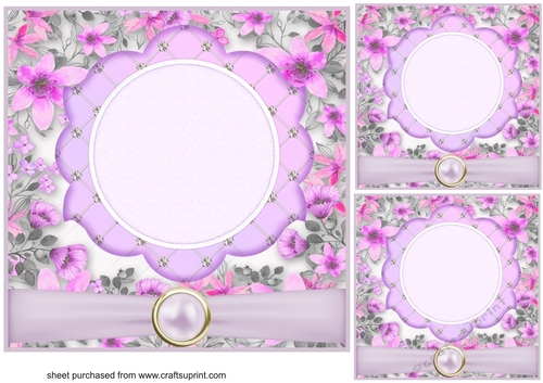 3 Purple All about the flowers card front/topper (blanks)