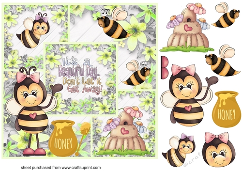 3 Panel bee its a beautiful day card front
