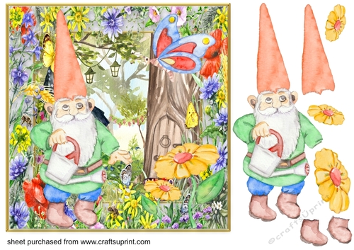 Floral gnome card front