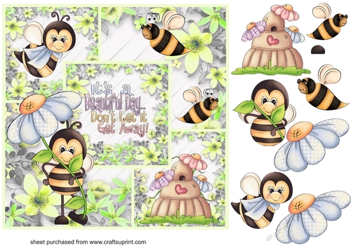 3 Panel bee its a beautiful day card front 2