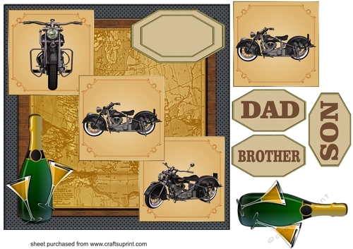 Black 3 Panel motor bike card front