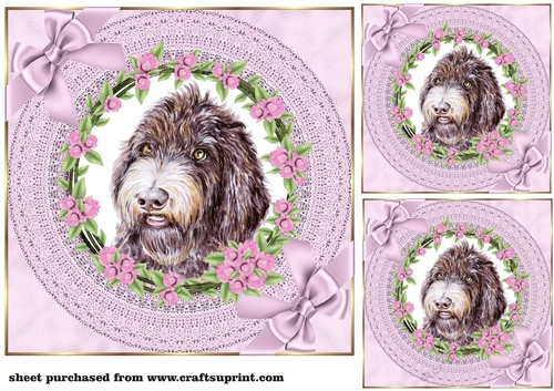 3 Lilac cute floral pup card front/toppers 4