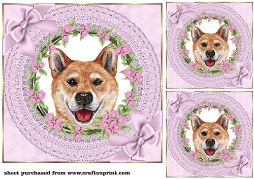 3 Lilac cute floral pup card front/toppers 7