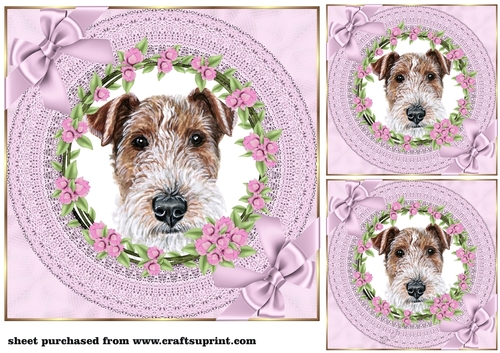 3 Lilac cute floral pup card front/toppers 8