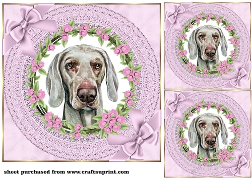 3 Lilac cute floral pup card front/toppers 9