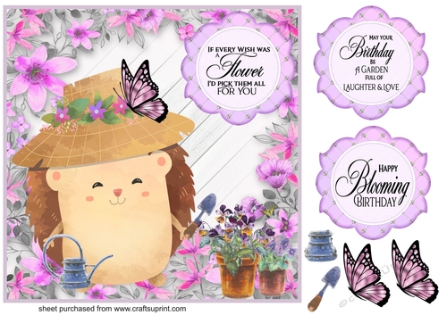Gardening hedgehog card front