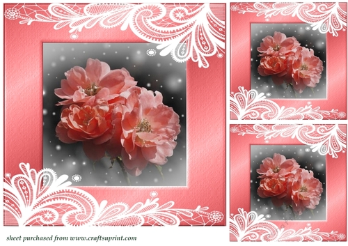 3 Pink rose card front/toppers 2