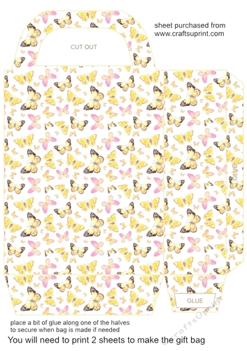 Yellow butterfly gift bag