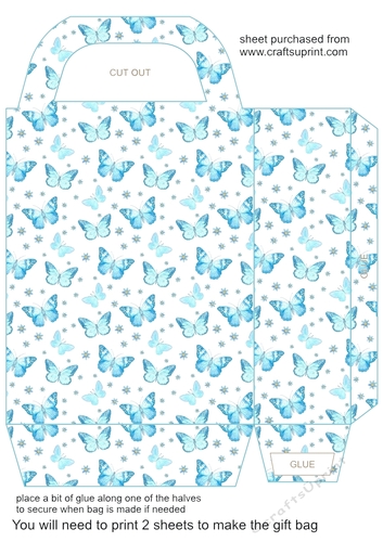 Blue butterfly gift bag
