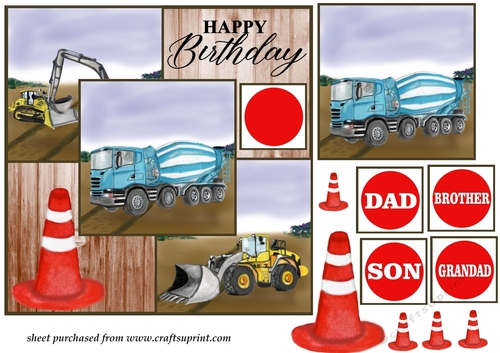 3 Panel construction themed card front (family)