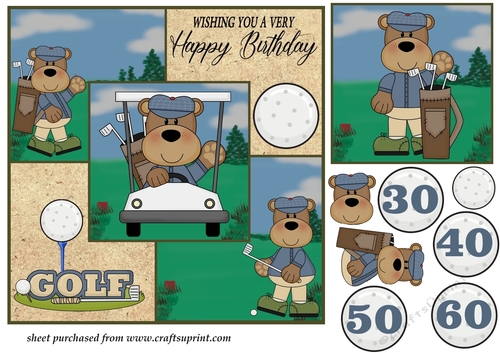 3 Panel golf themed card front (ages)