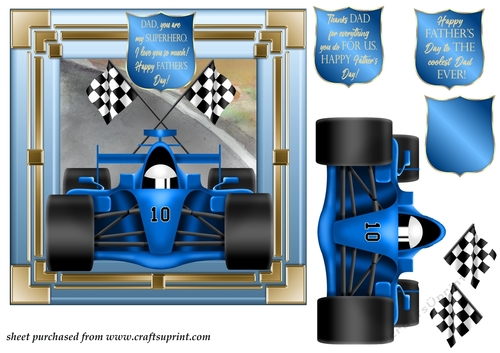Blue F1 Fathers Day card front