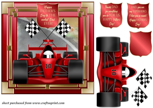 Red Fathers Day F1 card front