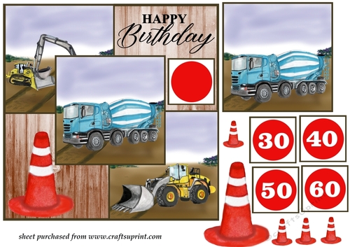 30-60 Construction Birthday card front