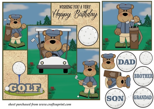 3 Panel golf Birthday card front(family)