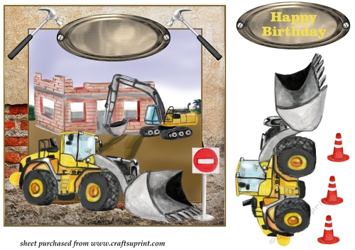 Birthday construction site card front